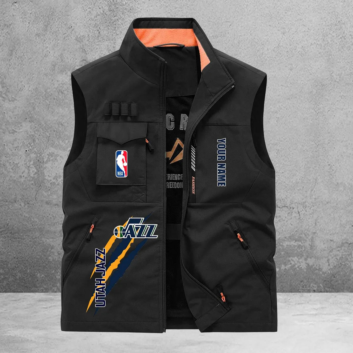 Utah Jazz New Personalized Multi-Pockets Vest AZBTMPV000082