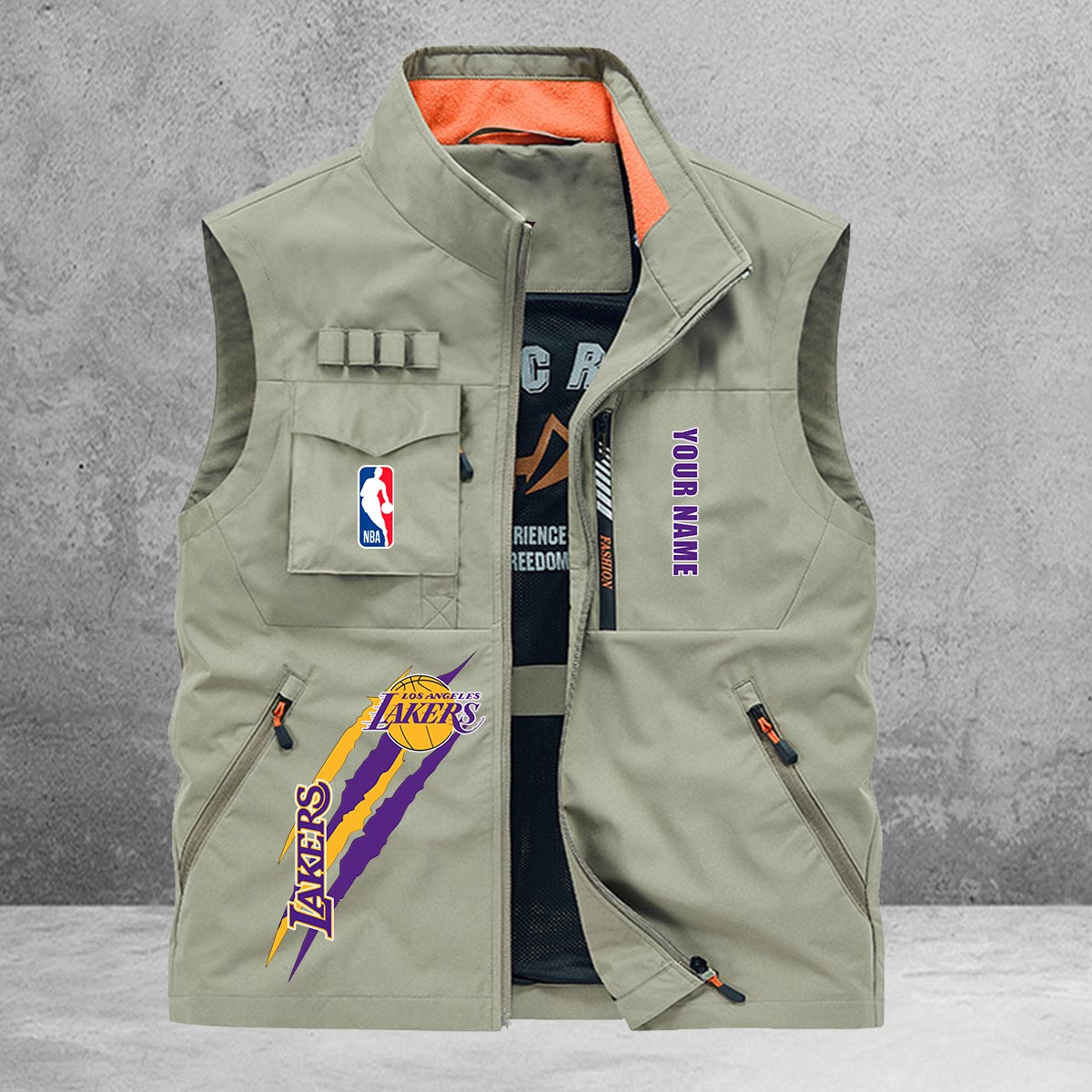 Los Angeles Lakers New Personalized Multi-Pockets Vest AZBTMPV000087