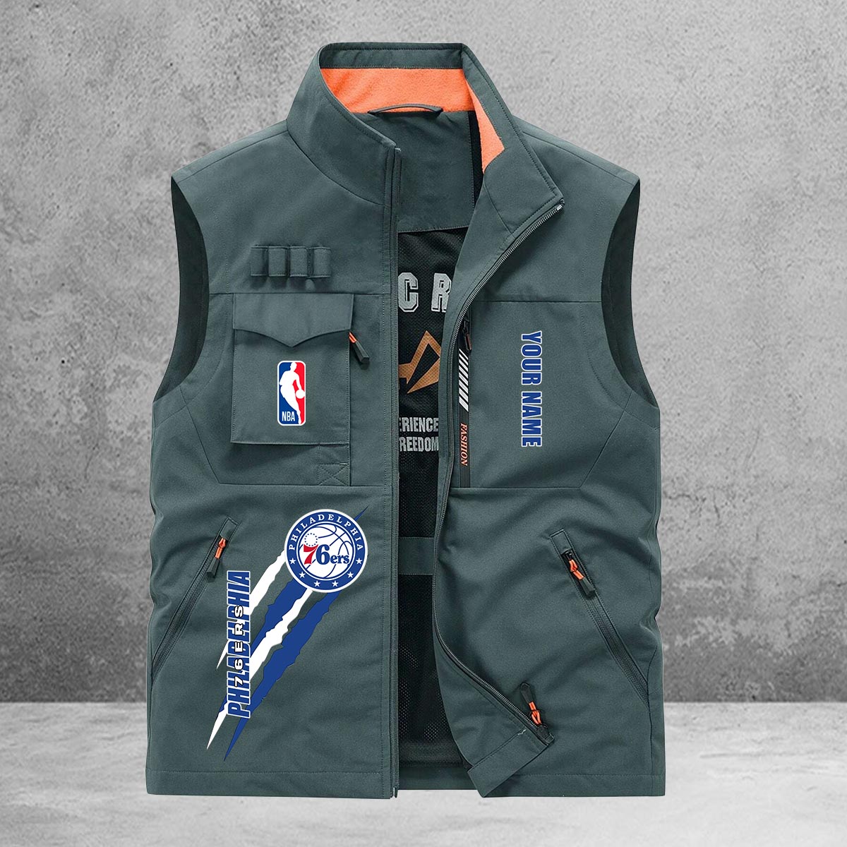 Philadelphia 76ers New Personalized Multi-Pockets Vest AZBTMPV000090