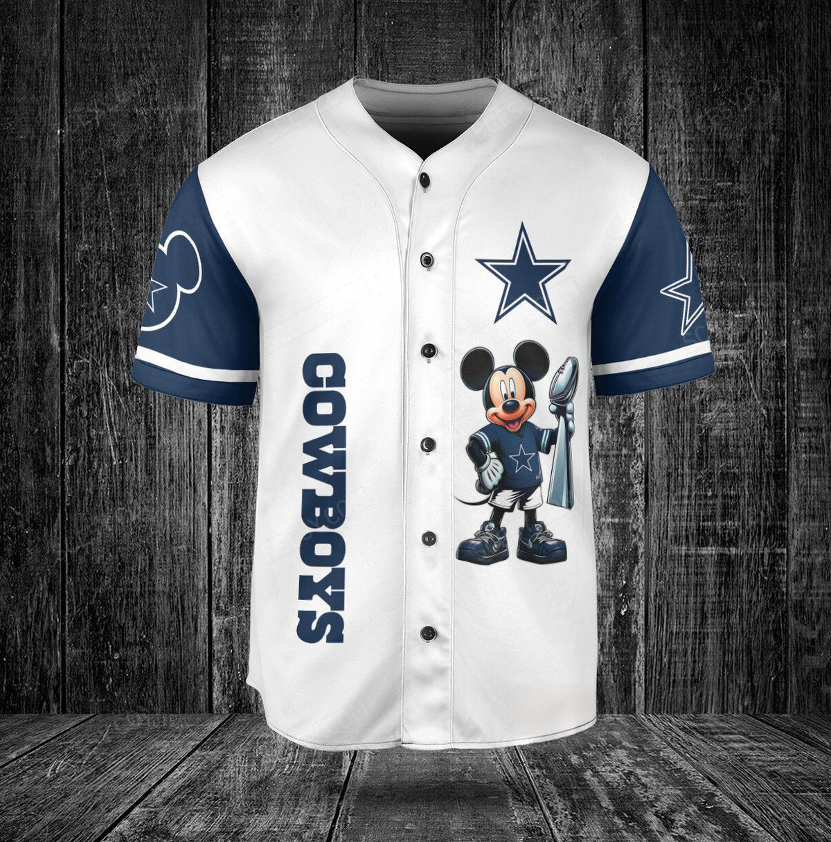 Dallas Cowboys Minnie And Mickey Baseball Jersey White
