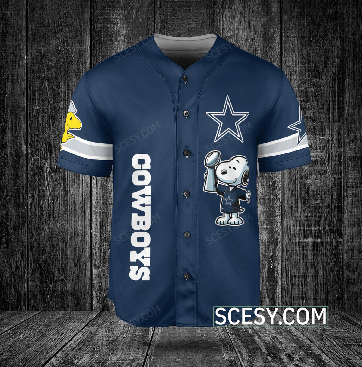 Dallas Cowboys Peanut Snoopy Champion Baseball Jersey Navy