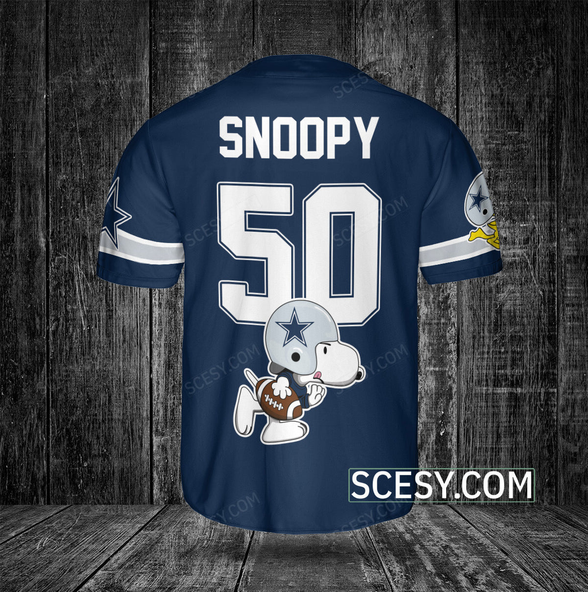 Dallas Cowboys Snoopy Baseball Jersey Navy