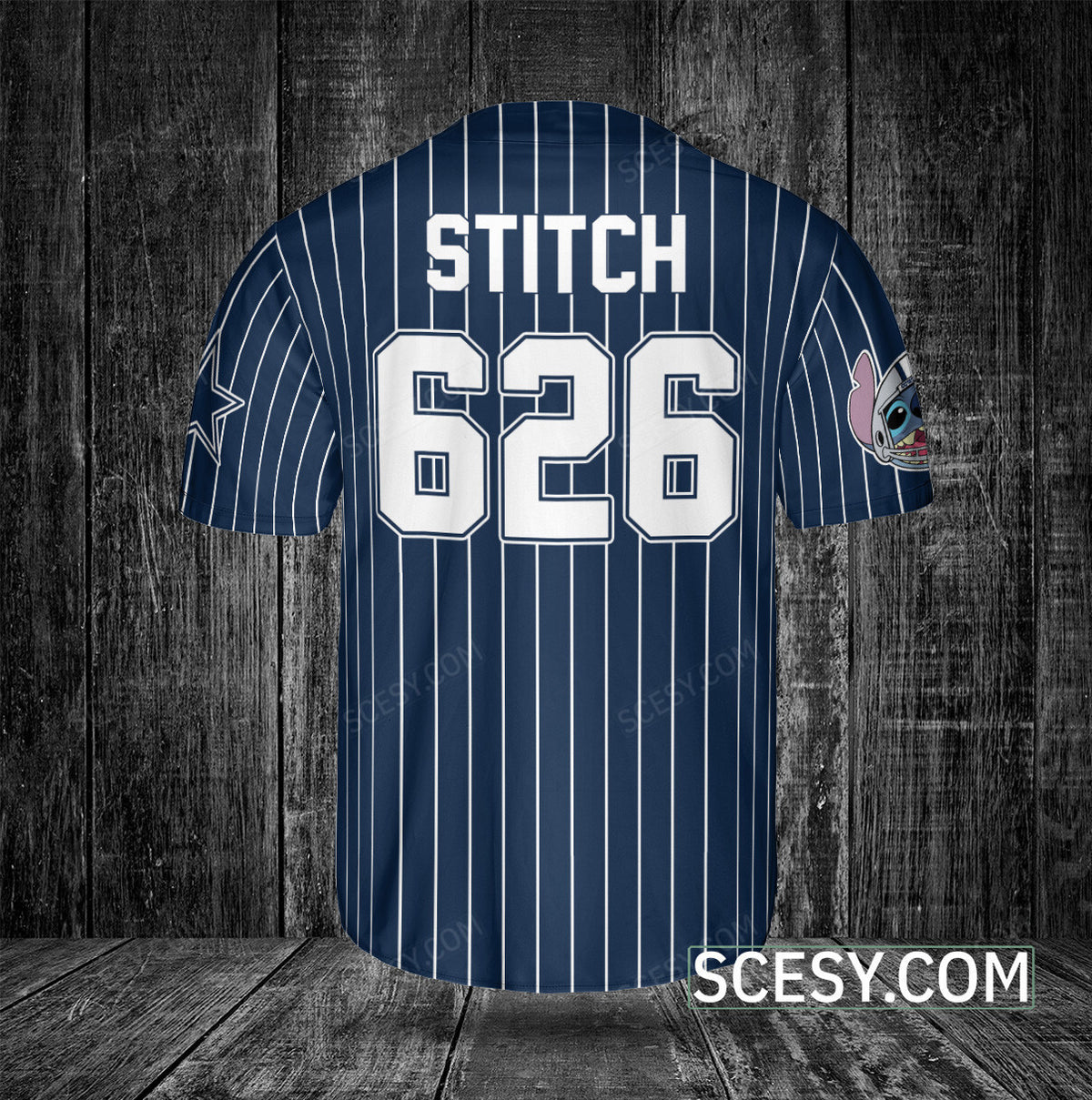 Dallas Cowboys Lilo & Stitch Baseball Jersey Navy Striped