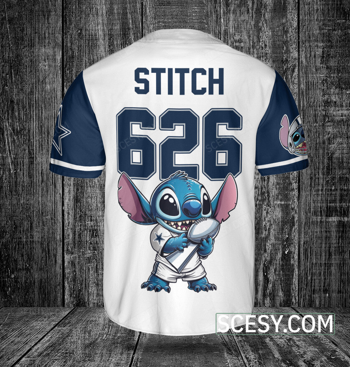 Dallas Cowboys Lilo & Stitch Champions Baseball Jersey White