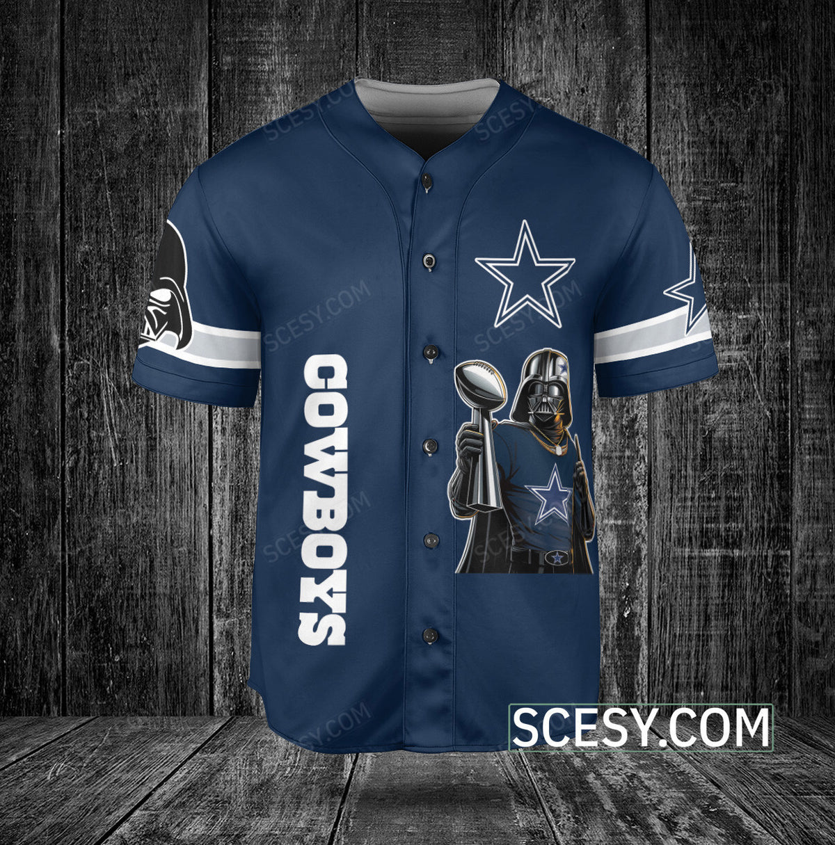 Dallas Cowboys Darth Vader Baseball Jersey Navy