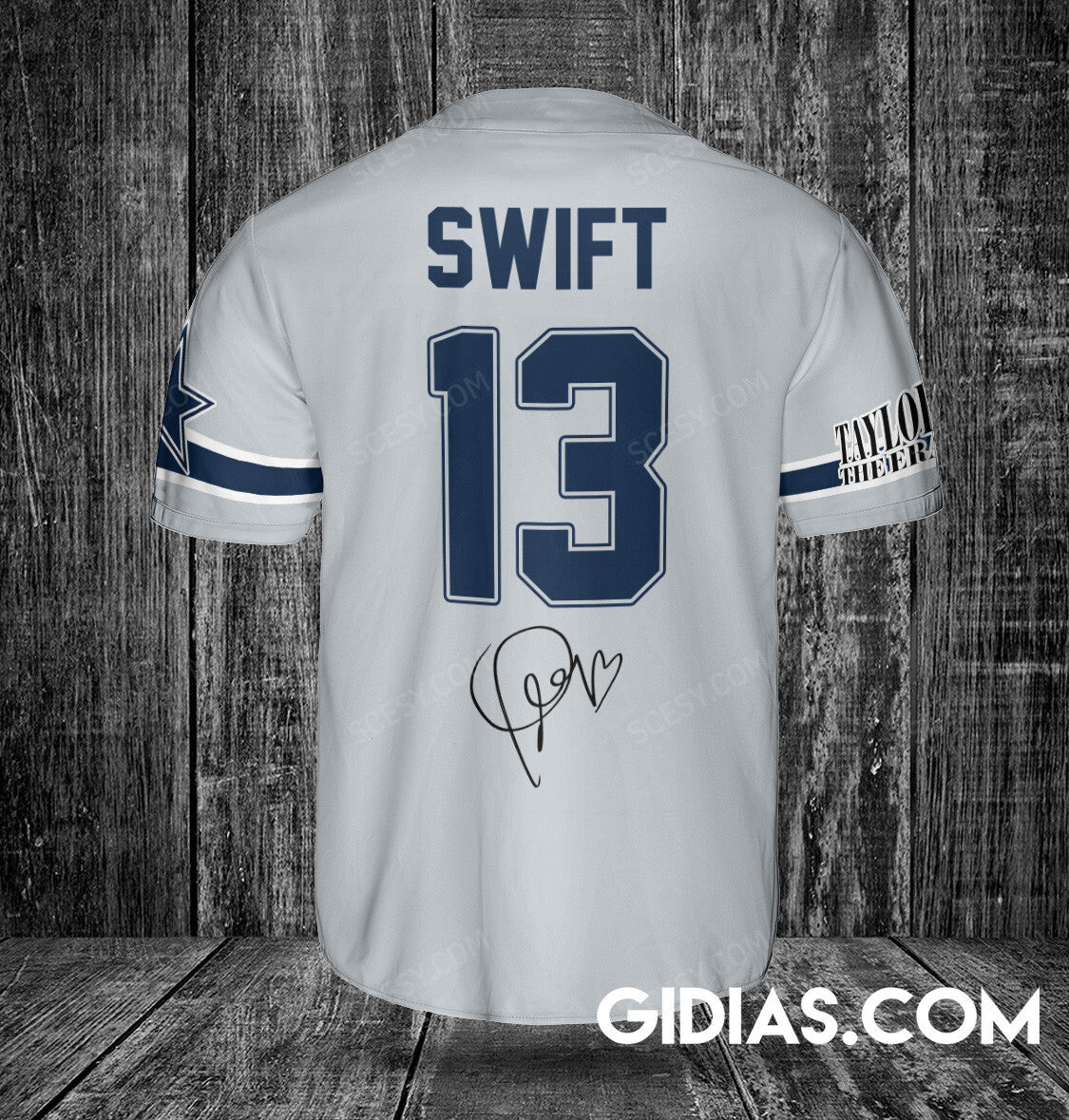 Dallas Cowboys Taylor Swift Baseball Jersey Silver Number #13