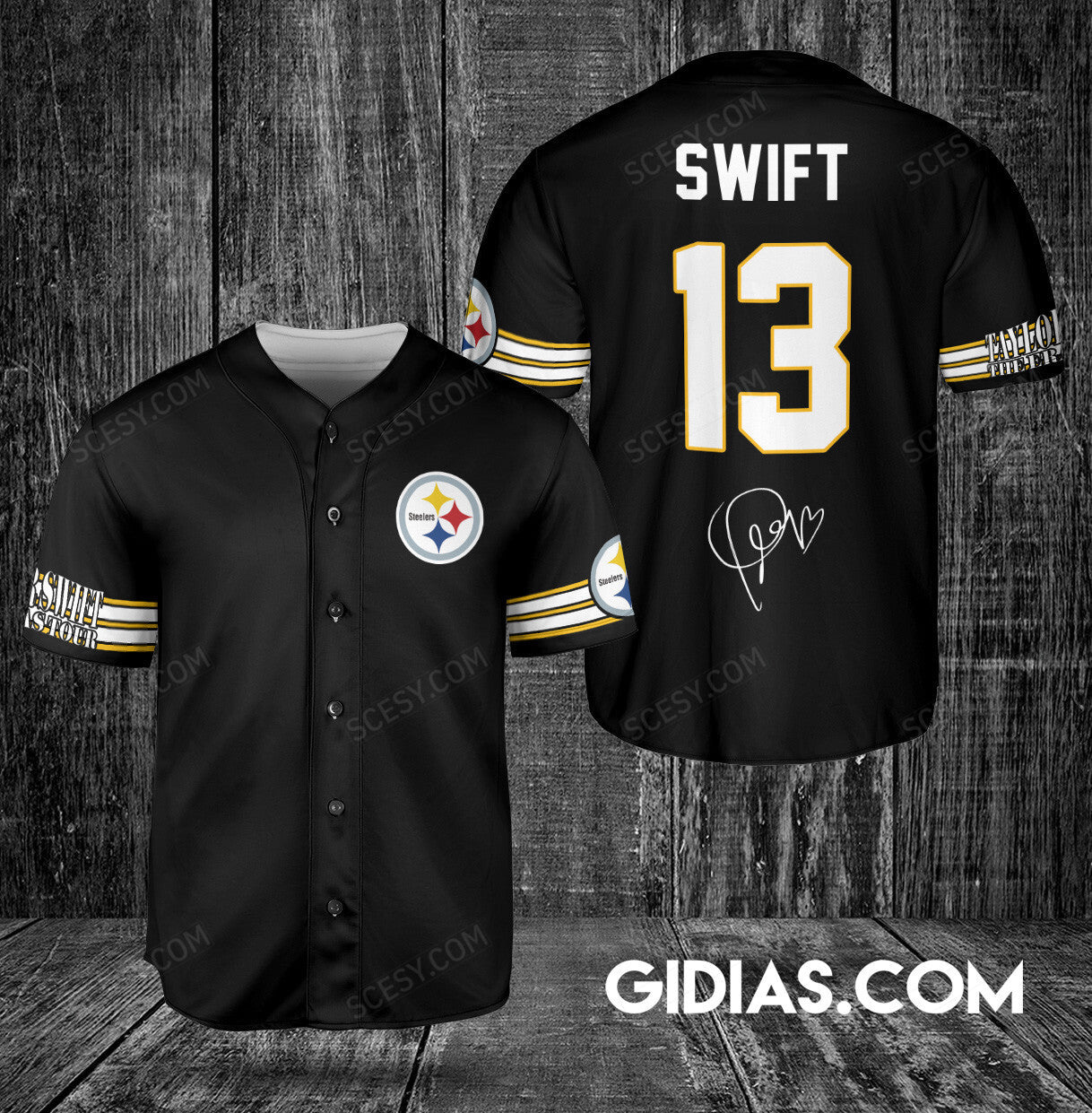 Pittsburgh Steelers Taylor Swift Baseball Jersey Black Number #13