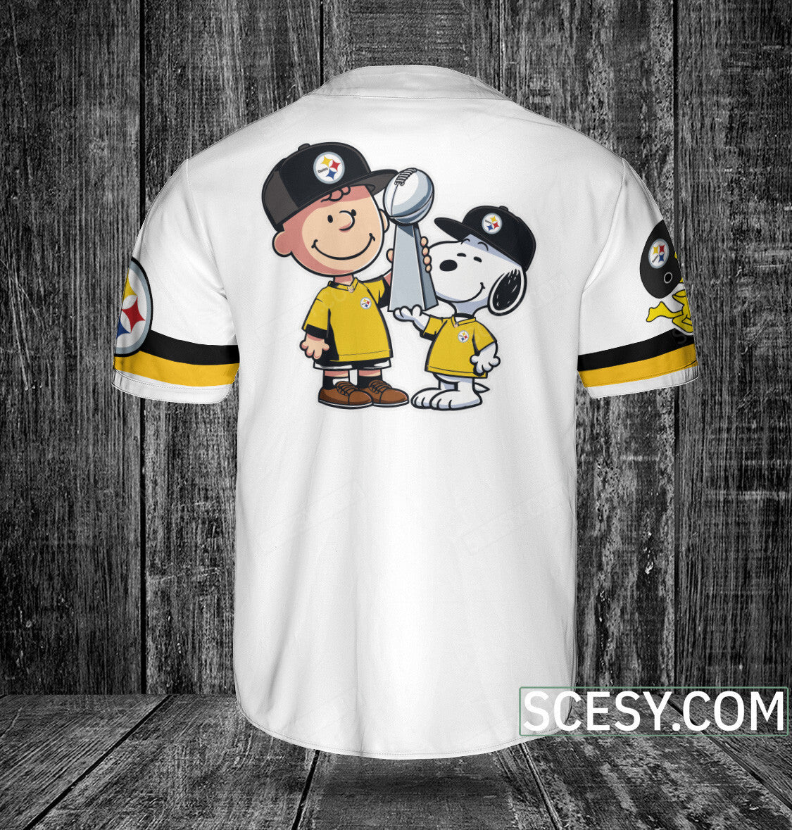 Pittsburgh Steelers Peanut Snoopy Baseball Jersey White