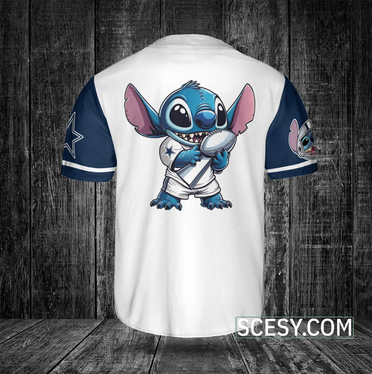 Dallas Cowboys Lilo & Stitch Baseball Jersey White (2)