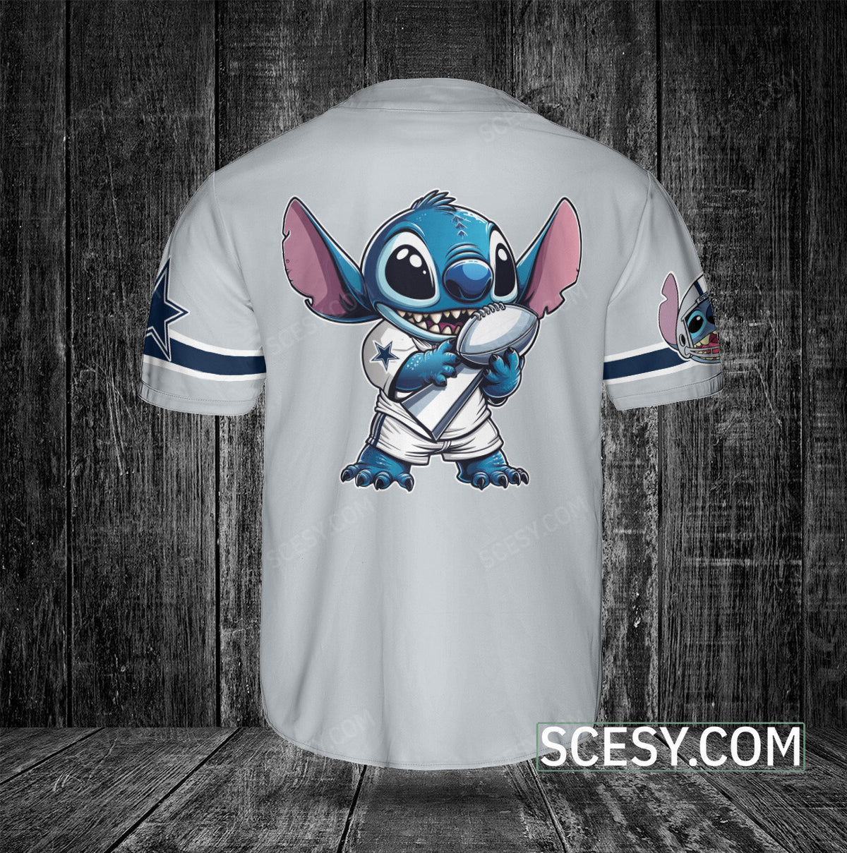 Dallas Cowboys Lilo & Stitch Baseball Jersey Gray (2)