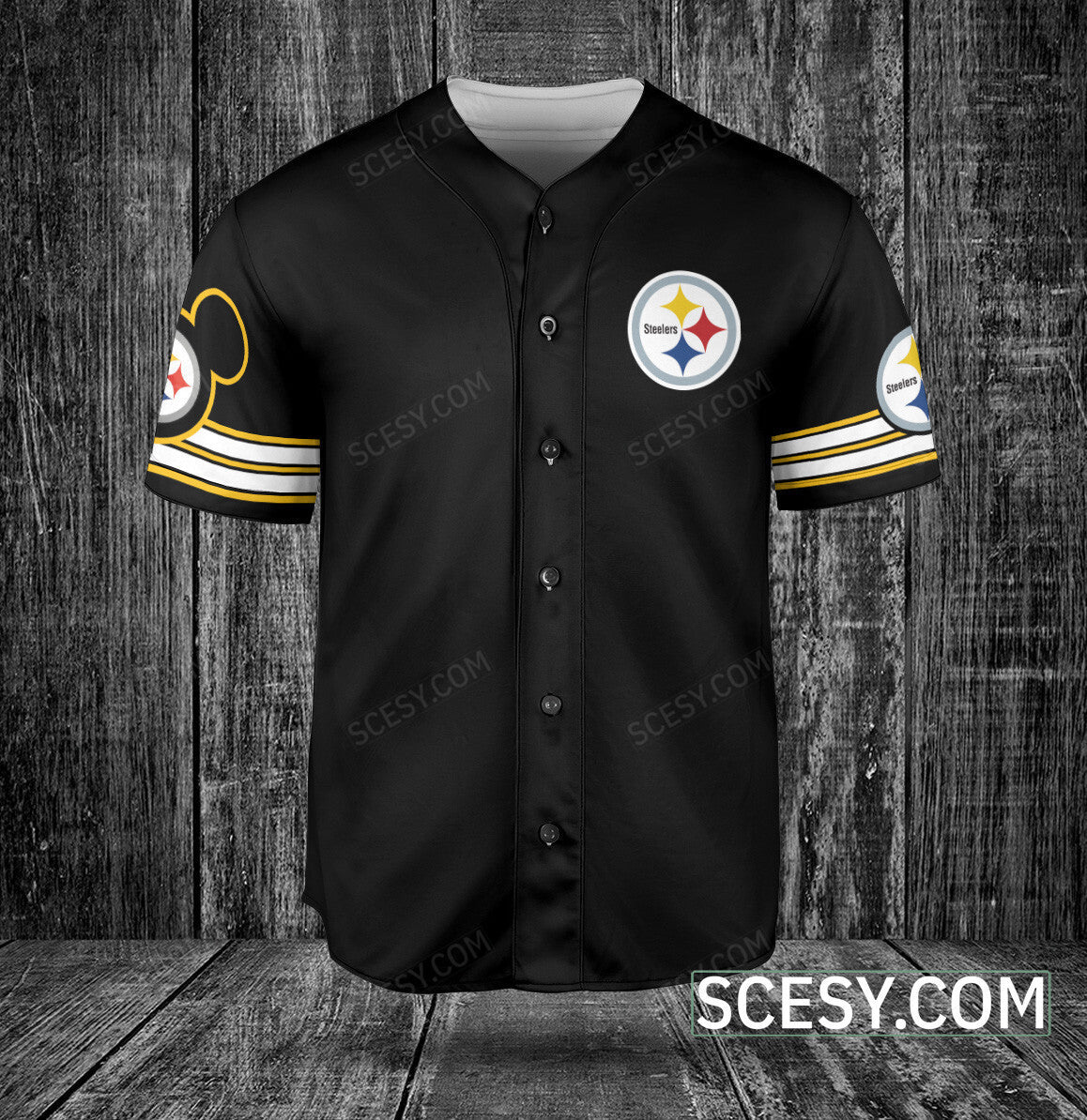 Pittsburgh Steelers Mickey Baseball Jersey Black