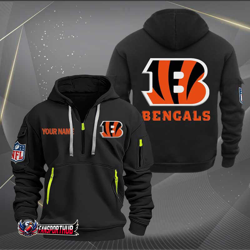 Cincinnati Bengals New Personalized Quarter Zip Hoodie Limited Edition AZBTQZH000218