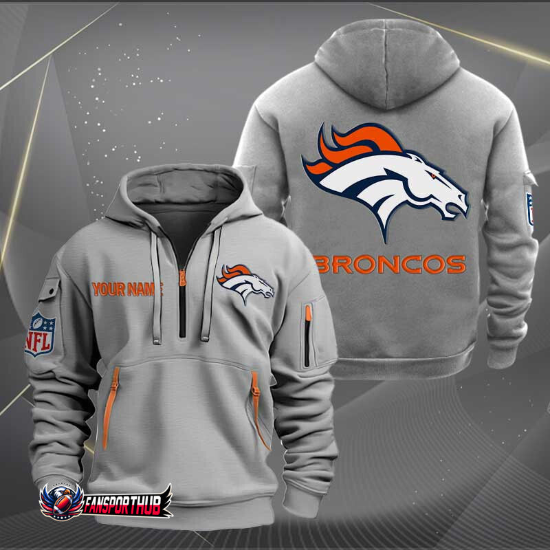 Denver Broncos New Personalized Quarter Zip Hoodie Limited Edition AZBTQZH000220