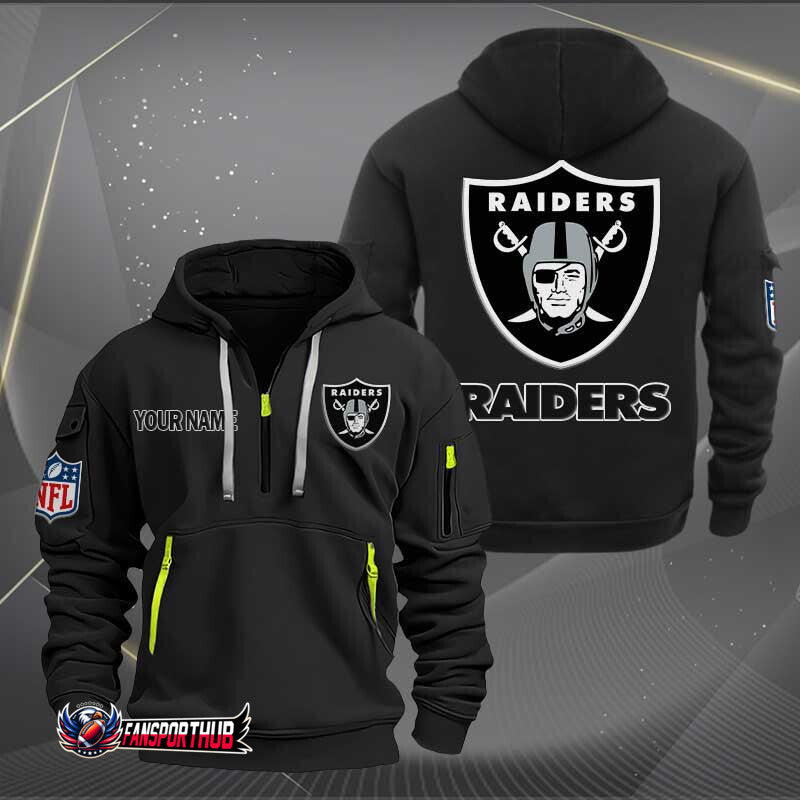 Las Vegas Raiders New Personalized Quarter Zip Hoodie Limited Edition AZBTQZH000234