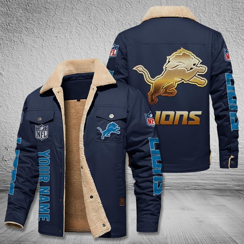 Detroit Lions New Personalized Winter Fleece Bomber Jacket AZBTWFBJ000047