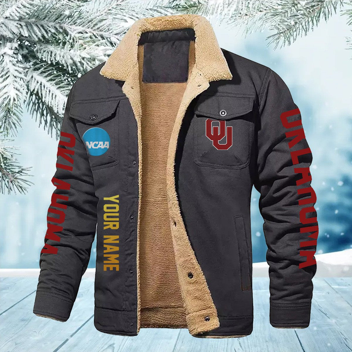 Oklahoma Sooners New Personalized Winter Fleece Bomber Jacket AZBTWFBJ000005