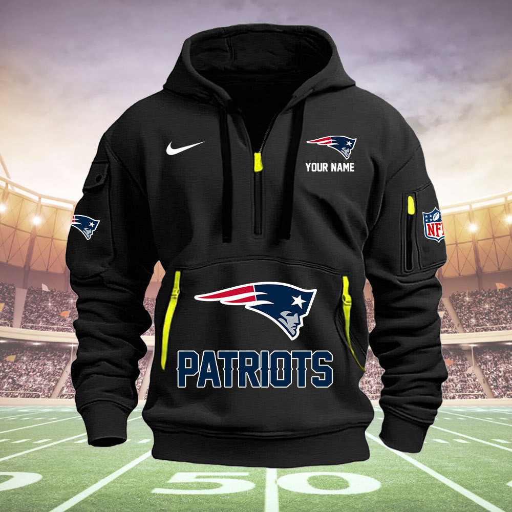 New England Patriots New Personalized Quarter Zip Hoodie Limited Edition AZBTQZH000002
