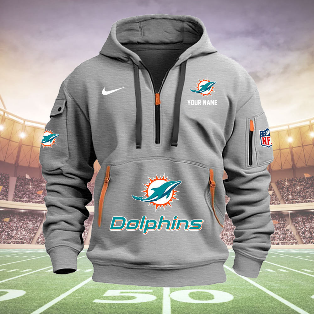 Miami Dolphins New Personalized Quarter Zip Hoodie Limited Edition AZBTQZH000005