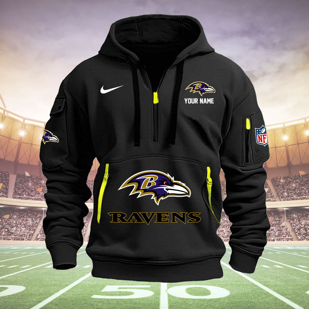 Baltimore Ravens New Personalized Quarter Zip Hoodie Limited Edition AZBTQZH000022