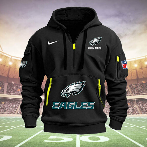 Philadelphia Eagles New Personalized Quarter Zip Hoodie Limited Edition AZBTQZH000004