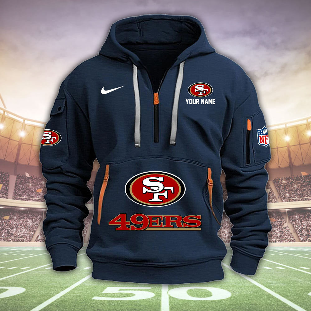 San Francisco 49ers New Personalized Quarter Zip Hoodie Limited Edition AZBTQZH000014
