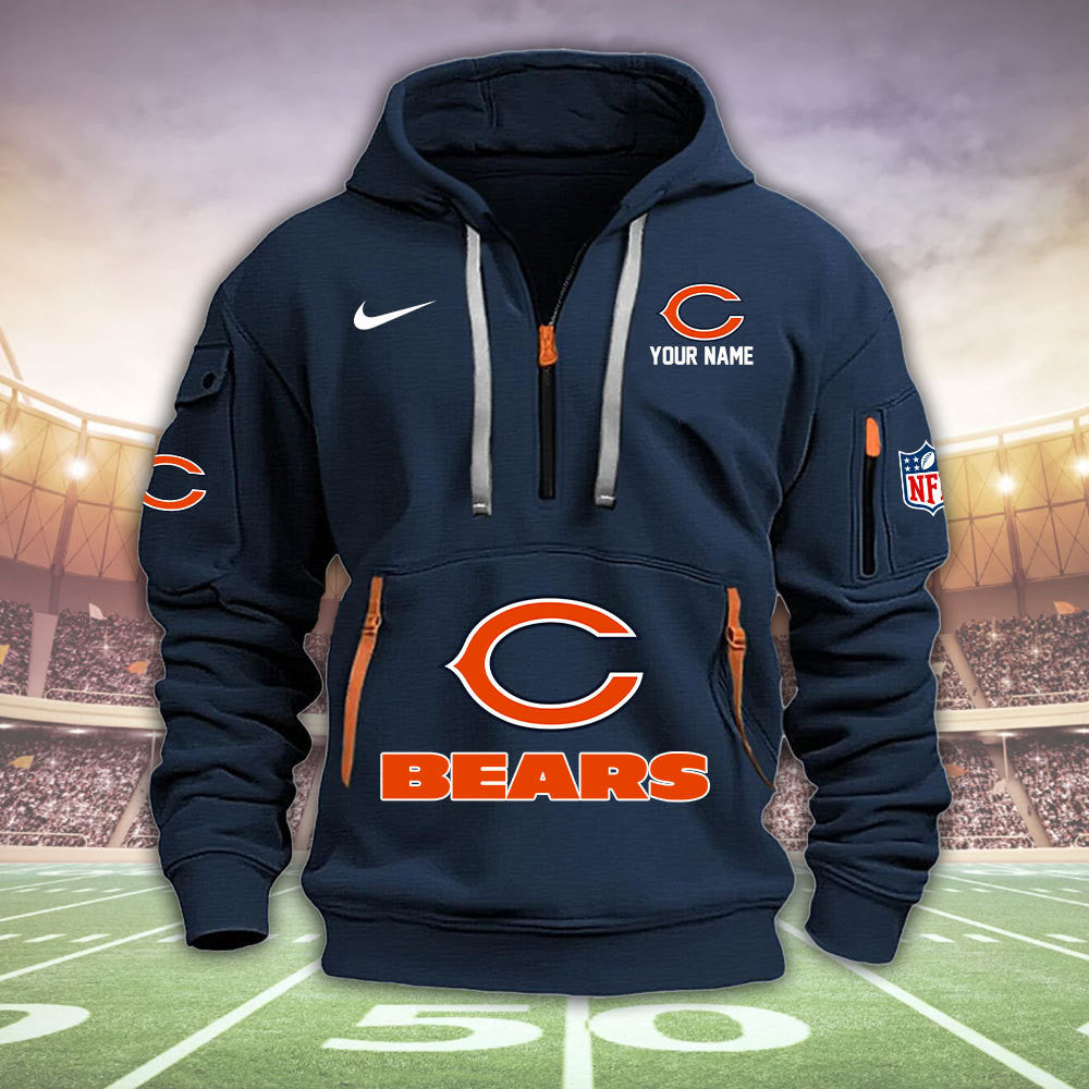 Chicago Bears New Personalized Quarter Zip Hoodie Limited Edition AZBTQZH000029