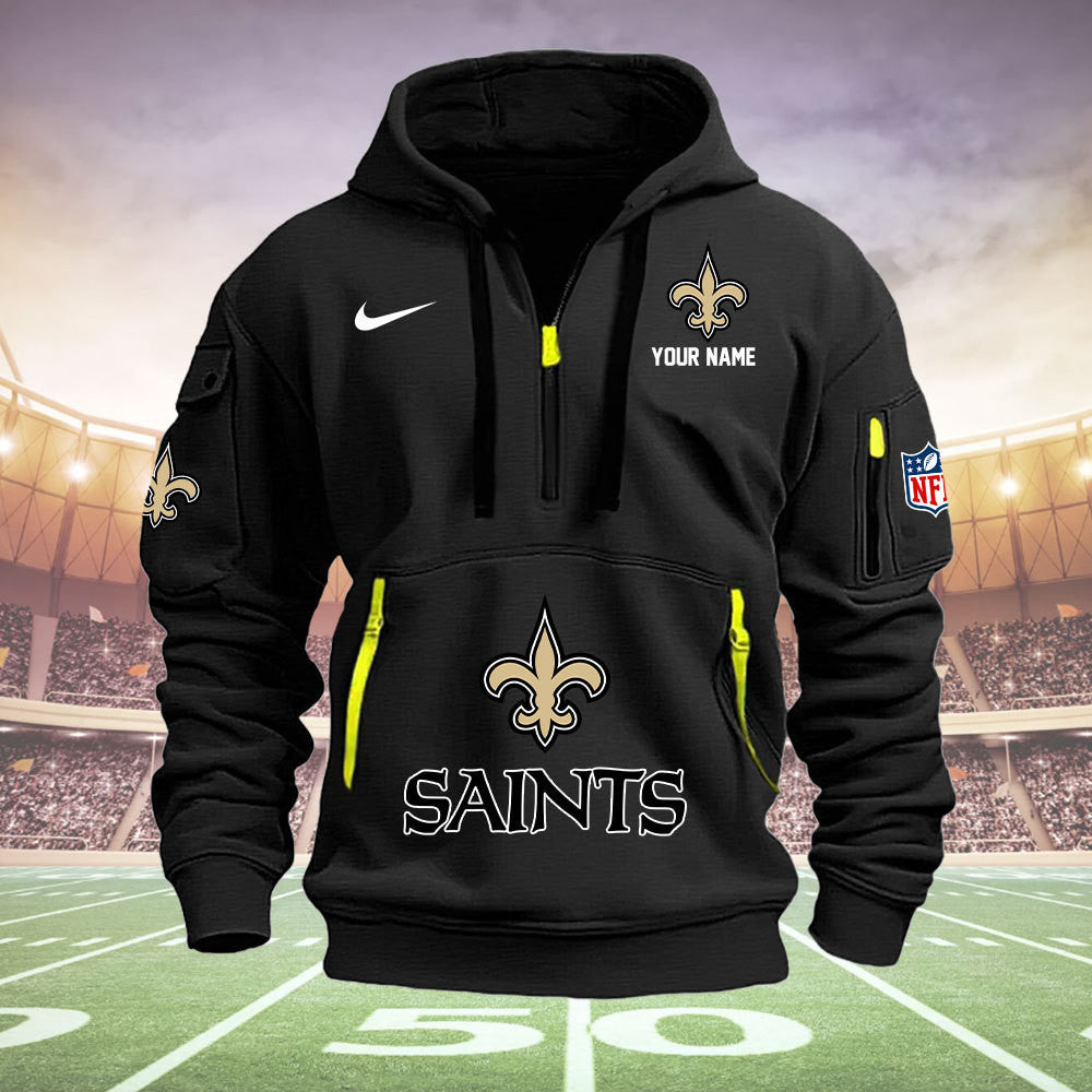 New Orleans Saints New Personalized Quarter Zip Hoodie Limited Edition AZBTQZH000027
