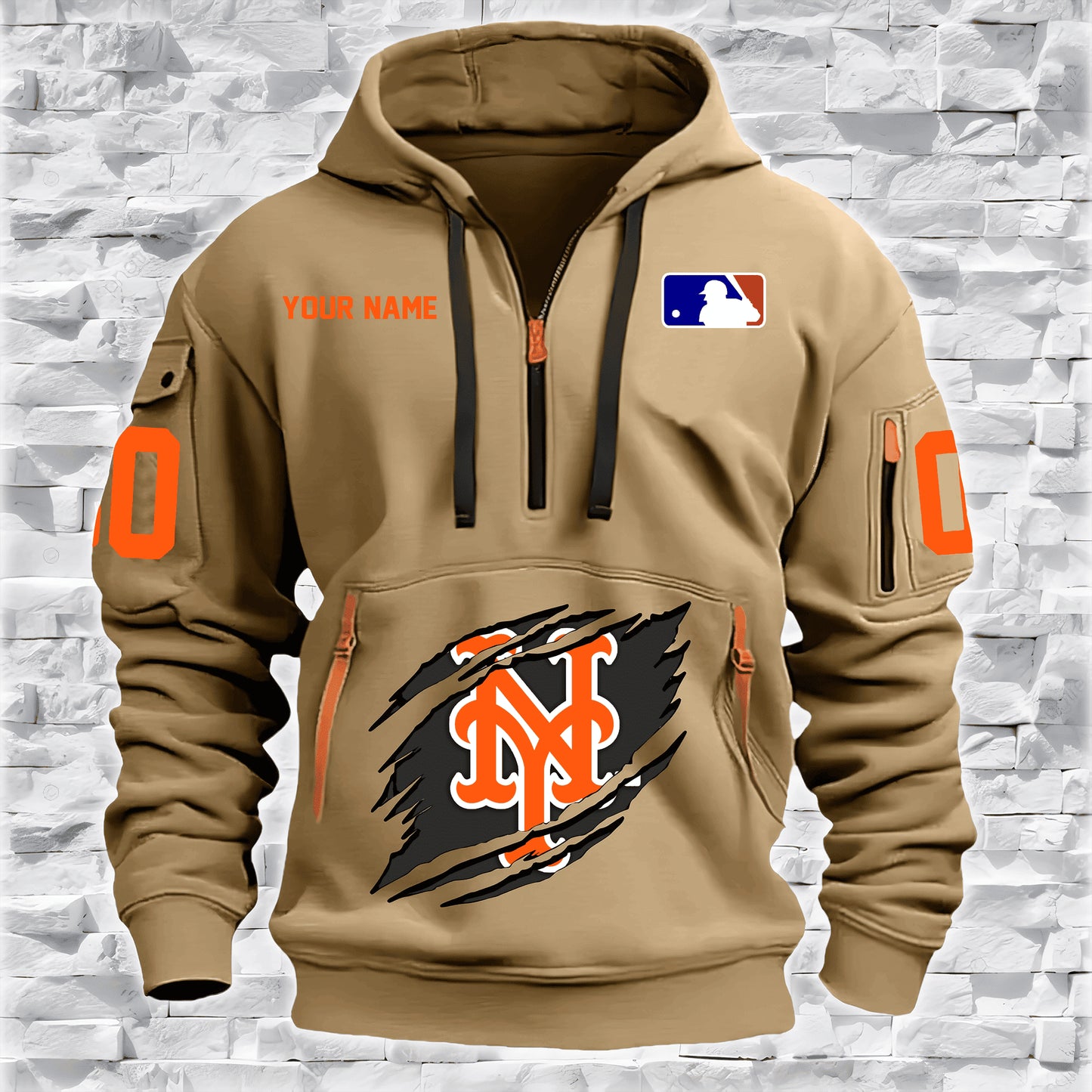 New York Mets New Personalized Quarter Zip Hoodie Limited Edition AZBTQZH000035