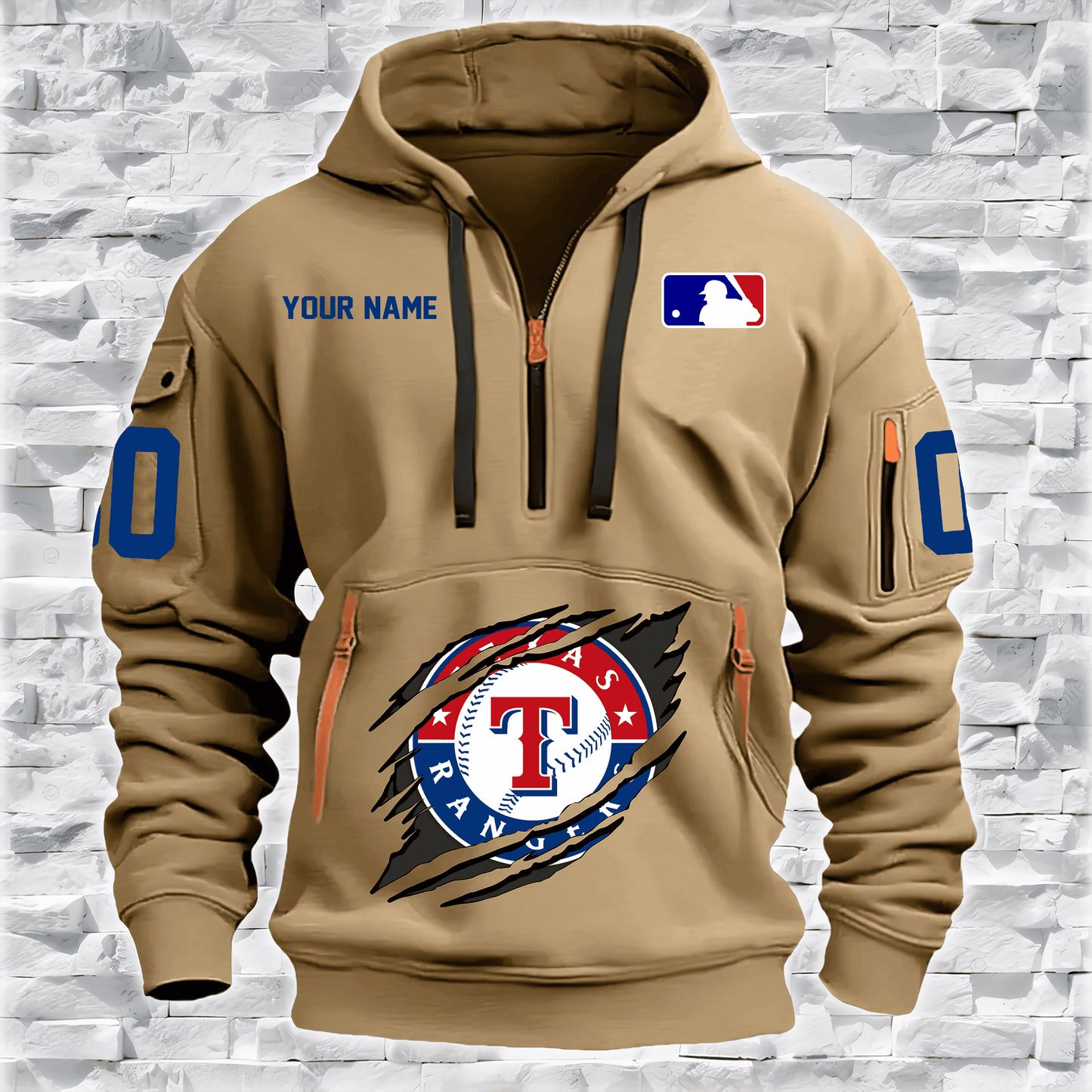 Texas Rangers New Personalized Quarter Zip Hoodie Limited Edition AZBTQZH000036