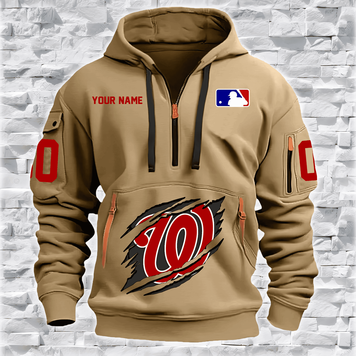 Washington Nationals New Personalized Quarter Zip Hoodie Limited Edition AZBTQZH000050