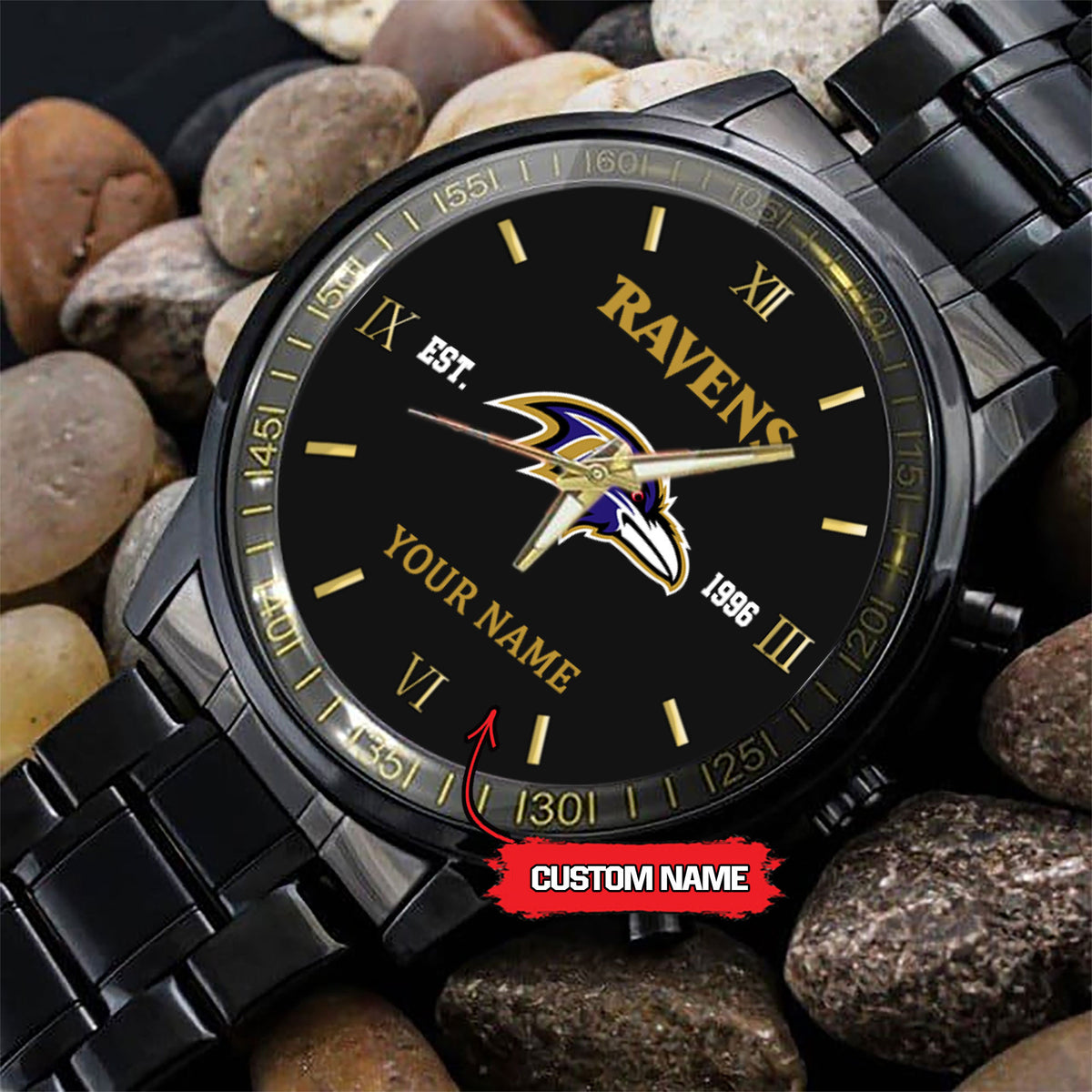 Baltimore Ravens Black Fashion Watch Gifts For Sport Fans AZWATCH116
