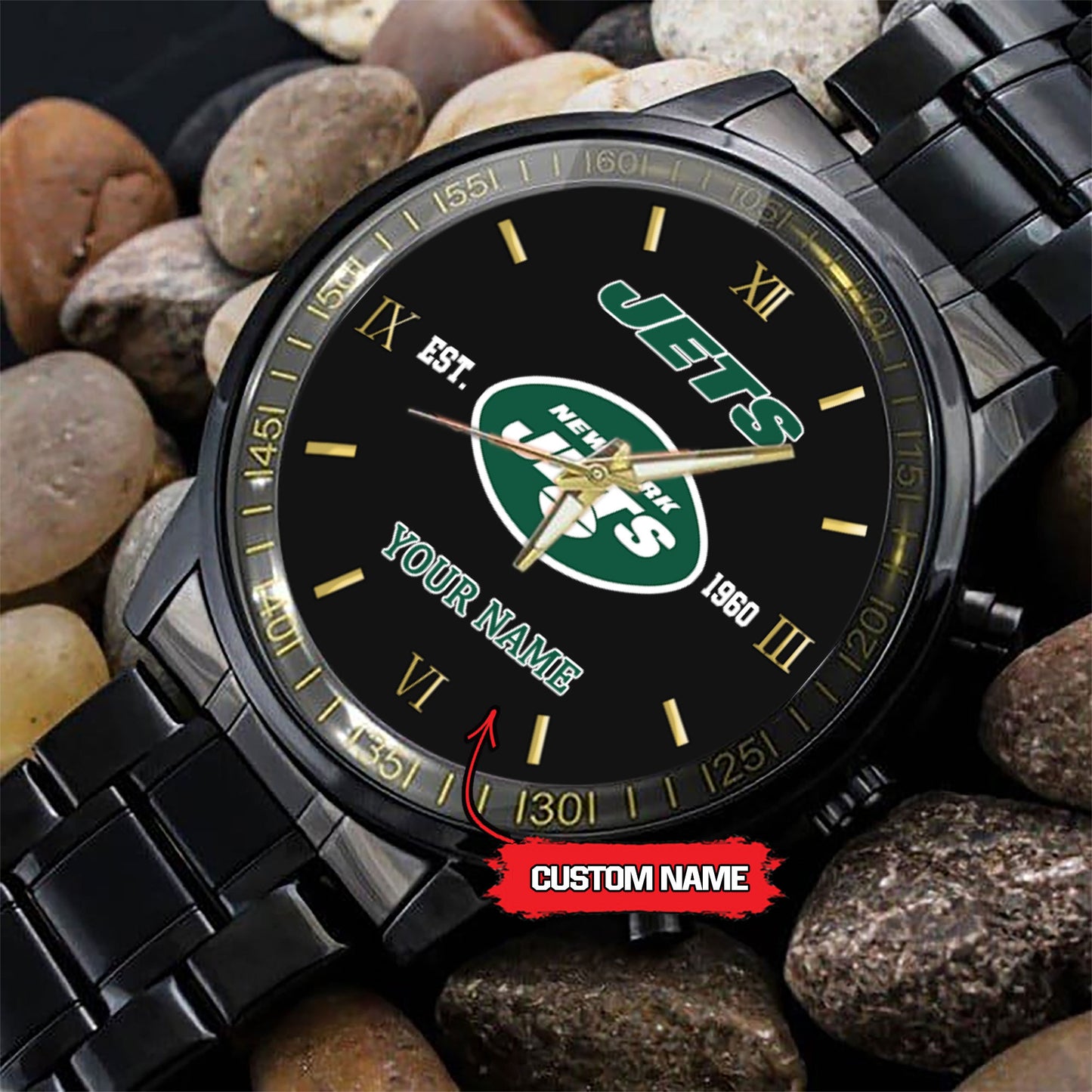 New York Jets Black Fashion Watch Gifts For Sport Fans AZWATCH52