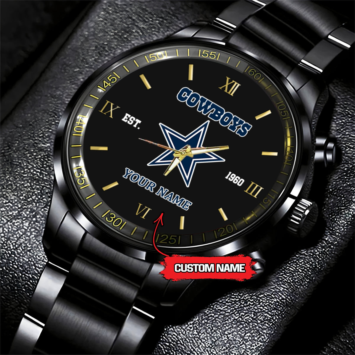 Dallas Cowboys Black Fashion Watch Gifts For Sport Fans AZWATCH107
