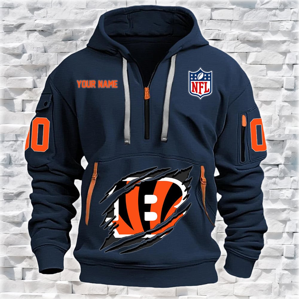 Cincinnati Bengals New Personalized Quarter Zip Hoodie Limited Edition NA014