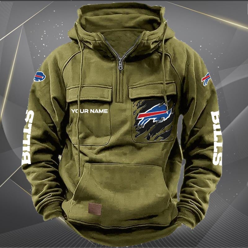 Buffalo Bills New Personalized Multi-Pockets Zip Hoodie AZBTMZHD000035