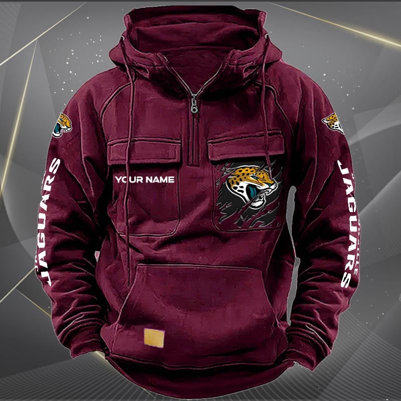 Jacksonville Jaguars New Personalized Multi-Pockets Zip Hoodie AZBTMZHD000046