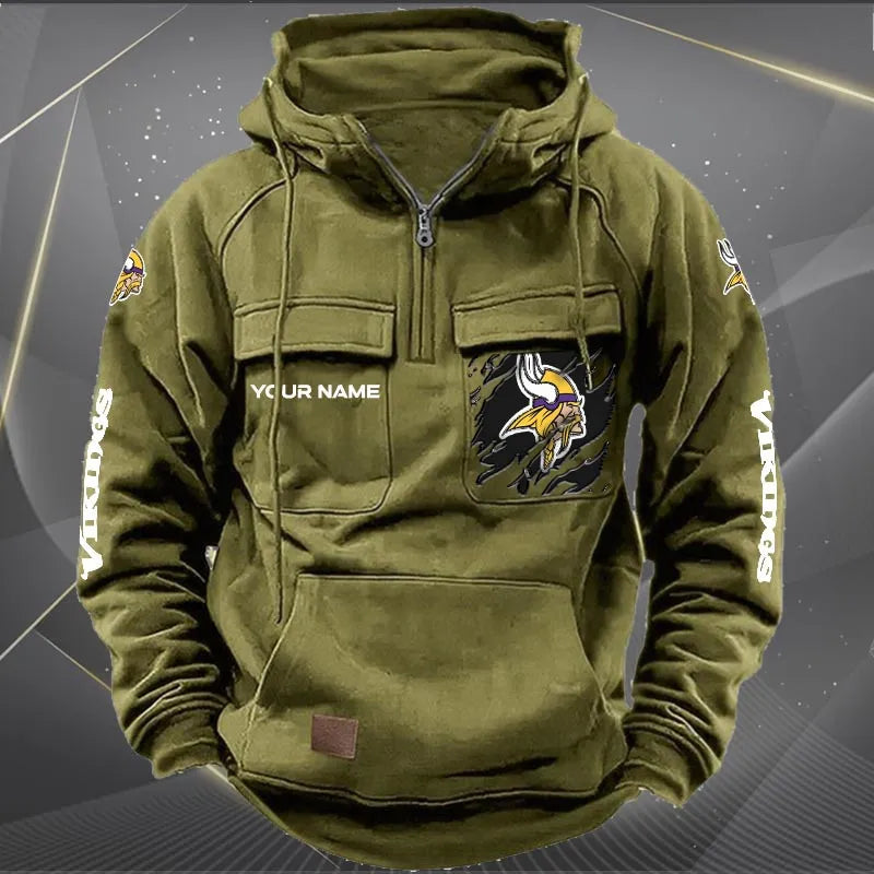 Minnesota Vikings New Personalized Multi-Pockets Zip Hoodie AZBTMZHD000052