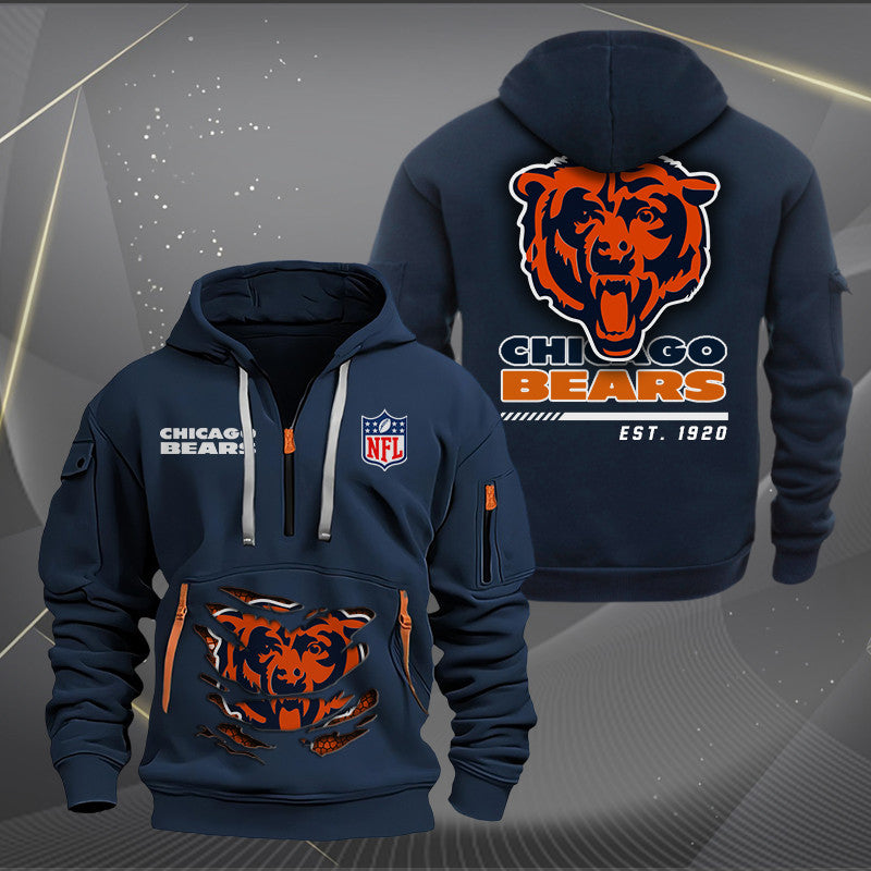 Chicago Bears New Personalized Quarter Zip Hoodie Limited Edition AZBTQZH000100