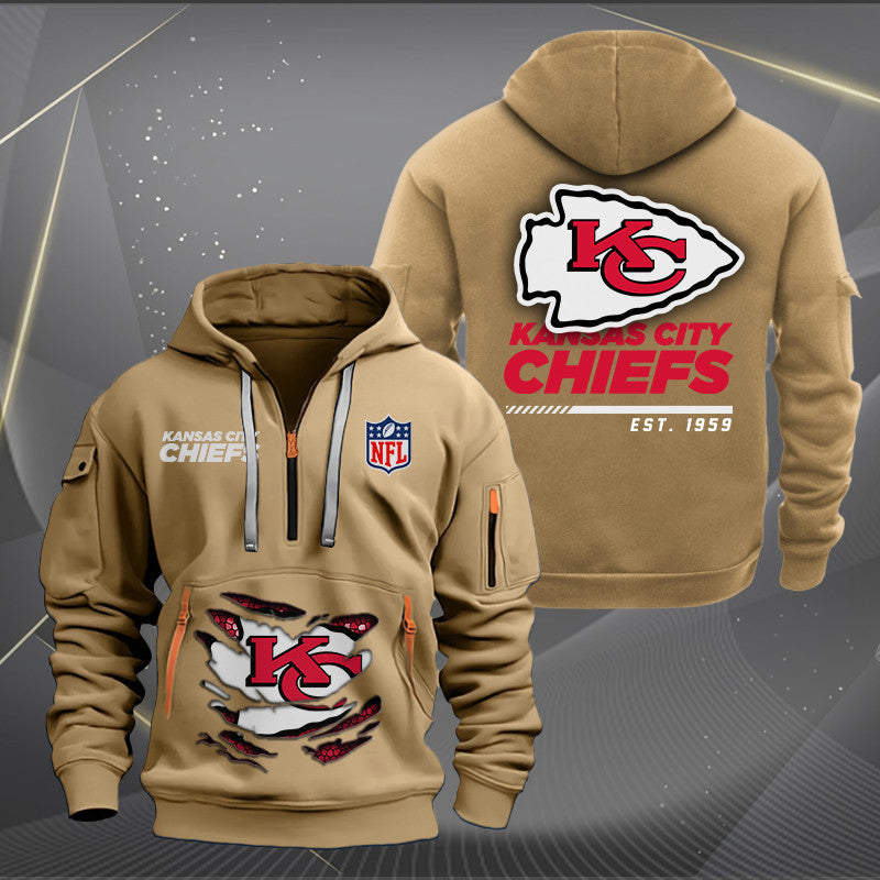 Kansas City Chiefs New Personalized Quarter Zip Hoodie Limited Edition AZBTQZH000110