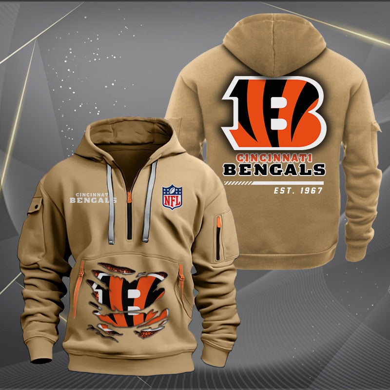 Cincinnati Bengals New Personalized Quarter Zip Hoodie Limited Edition AZBTQZH000101