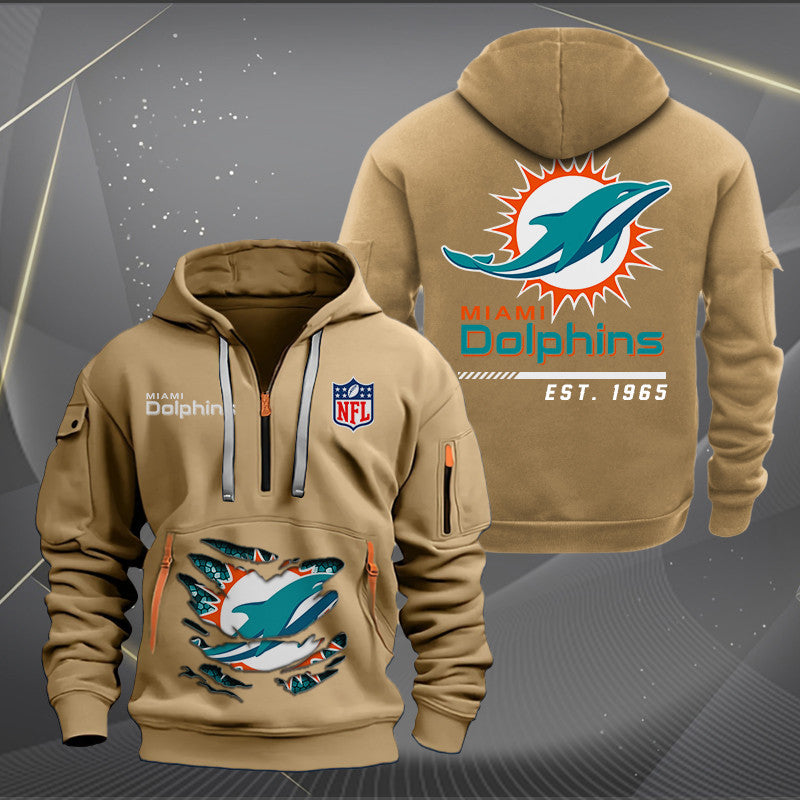 Miami Dolphins New Personalized Quarter Zip Hoodie Limited Edition AZBTQZH000114