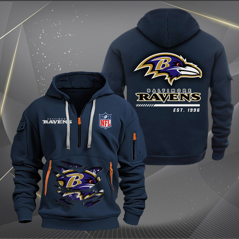 Baltimore Ravens New Personalized Quarter Zip Hoodie Limited Edition AZBTQZH000097
