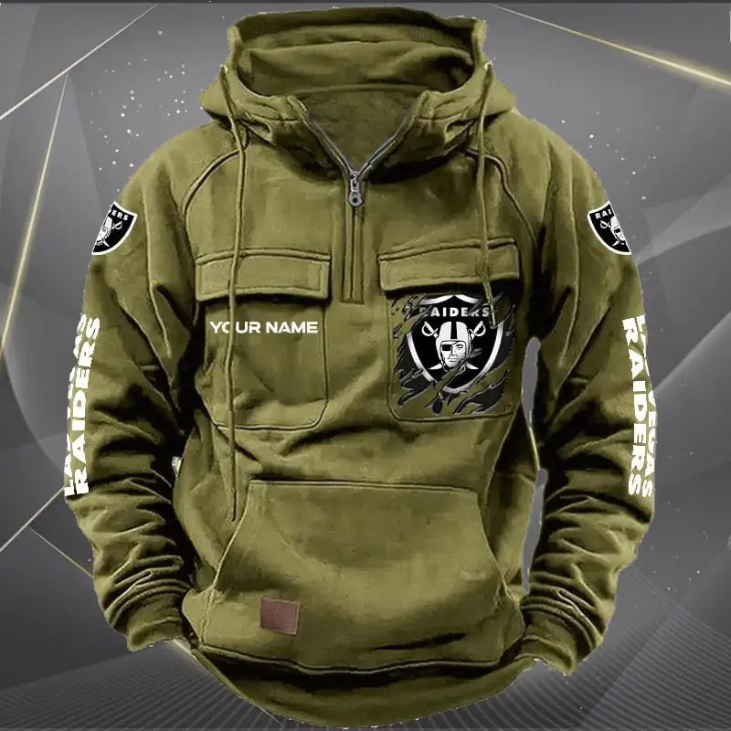 Las Vegas Raiders New Personalized Multi-Pockets Zip Hoodie AZBTMZHD000048