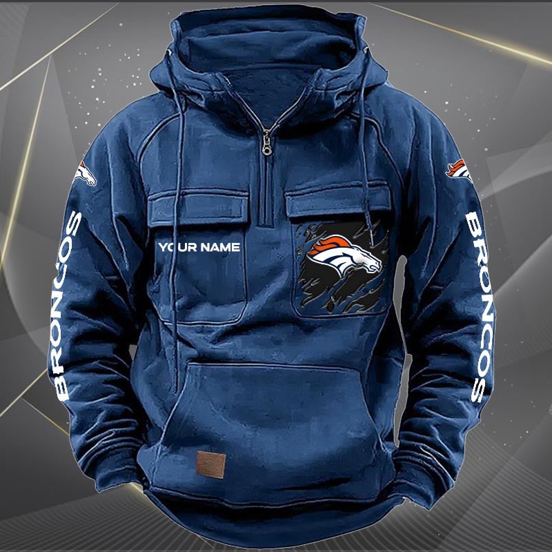 Denver Broncos New Personalized Multi-Pockets Zip Hoodie AZBTMZHD000041