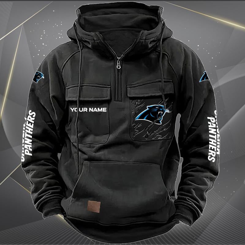 Carolina Panthers New Personalized Multi-Pockets Zip Hoodie AZBTMZHD000036