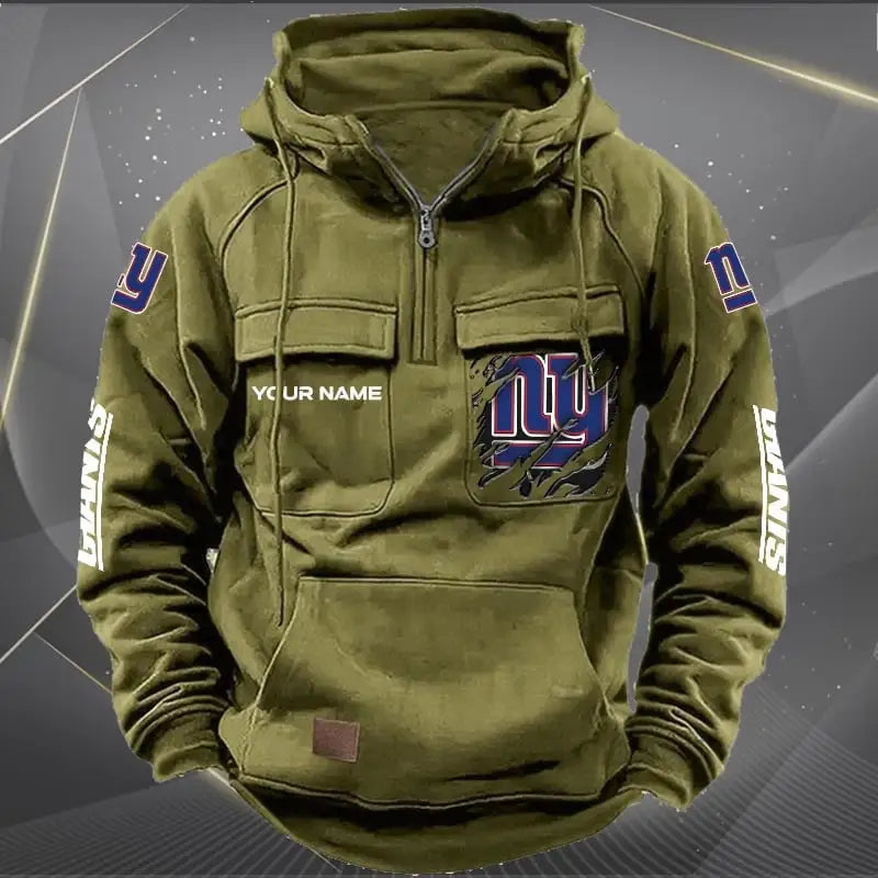 New York Giants New Personalized Multi-Pockets Zip Hoodie AZBTMZHD000055