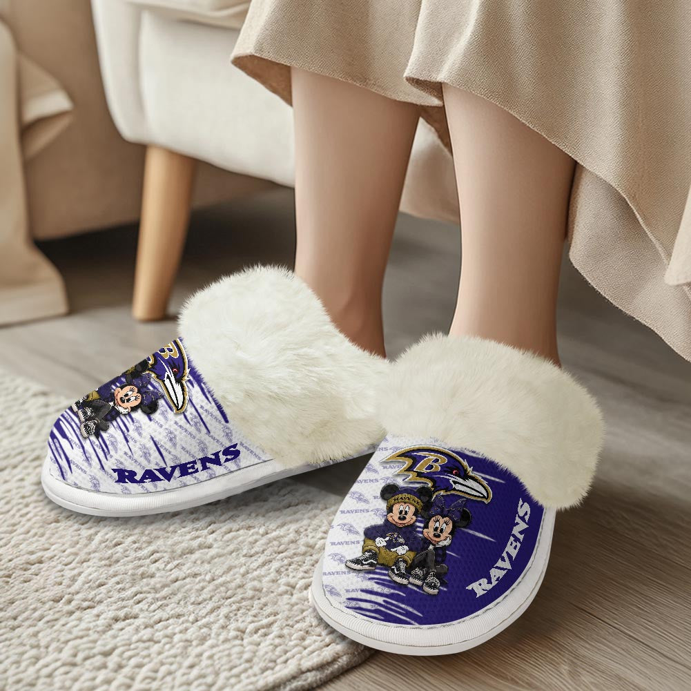 Baltimore Ravens Winter Comfy Cotton Fuzzy Slippers AZBTFSL000028