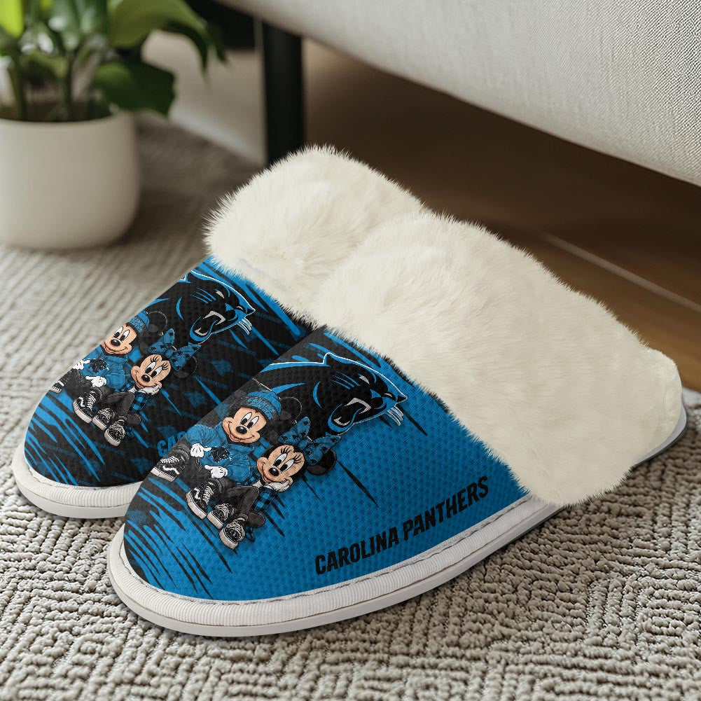 Carolina Panthers Winter Comfy Cotton Fuzzy Slippers AZBTFSL000009
