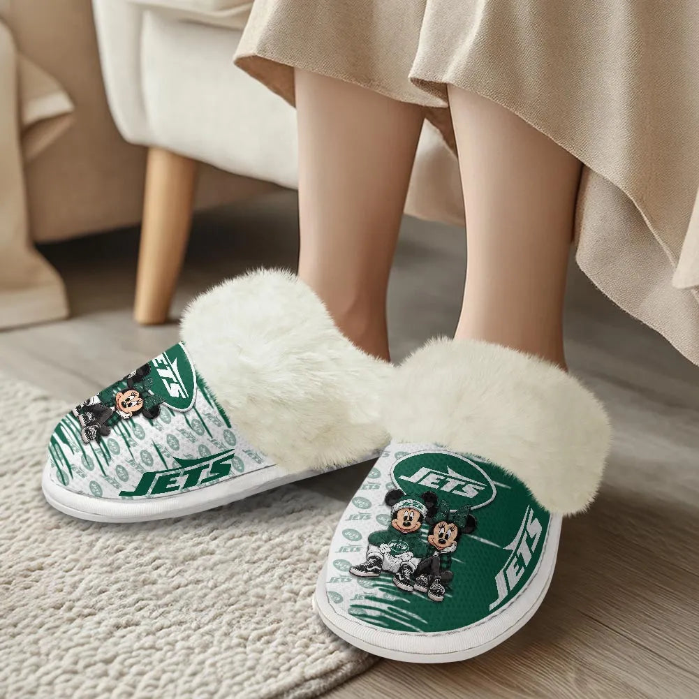 New York Jets Winter Comfy Cotton Fuzzy Slippers AZBTFSL000013