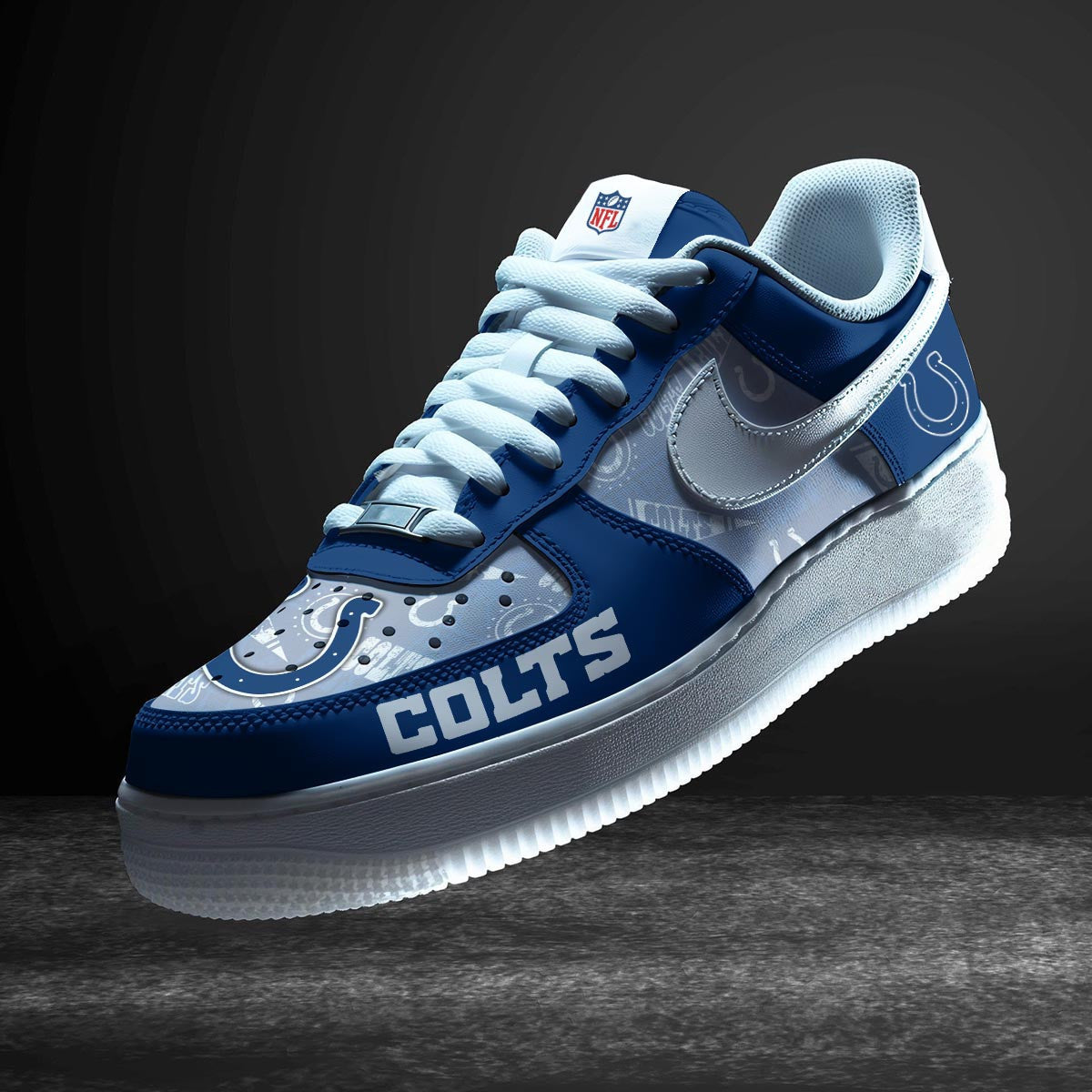 Indianapolis Colts Personalized AF1-1 Logo Pattern Sneakers AZBTAF1000323